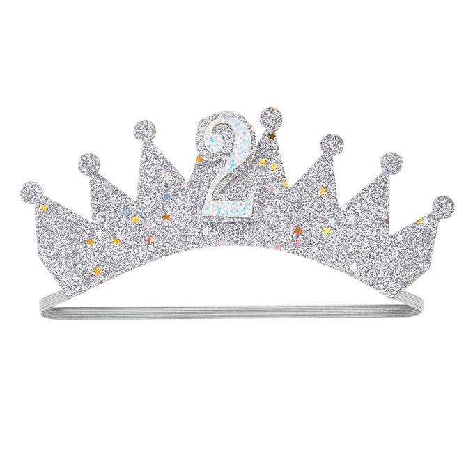 Baby Birthday Hair Clips Pin Birthday Girls Hairclips Cake Crown Girls Hairpin JBC34 (Silver Crown-2)
