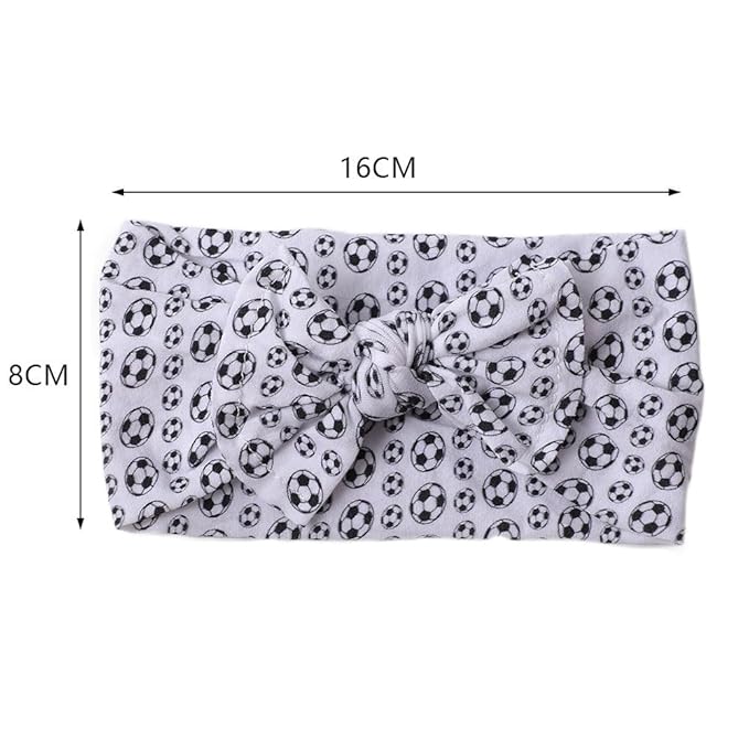 BBTDIN Baby Girls Soccer Headband Turban Infant Football Hairband Bowknot Newborn Soccer Bow Headwarp BTB10 (A1-White)