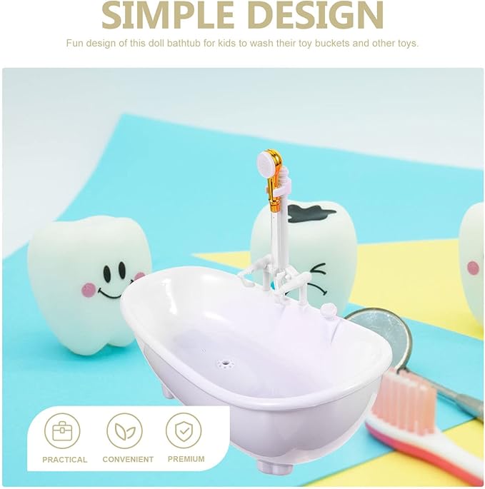 Yardwe Doll Bathtub Toy Set 2Pcs Miniature Bathtubs with Spray for Kids, Mini House Decor Prop for Kids, Play and Bath Time Fun