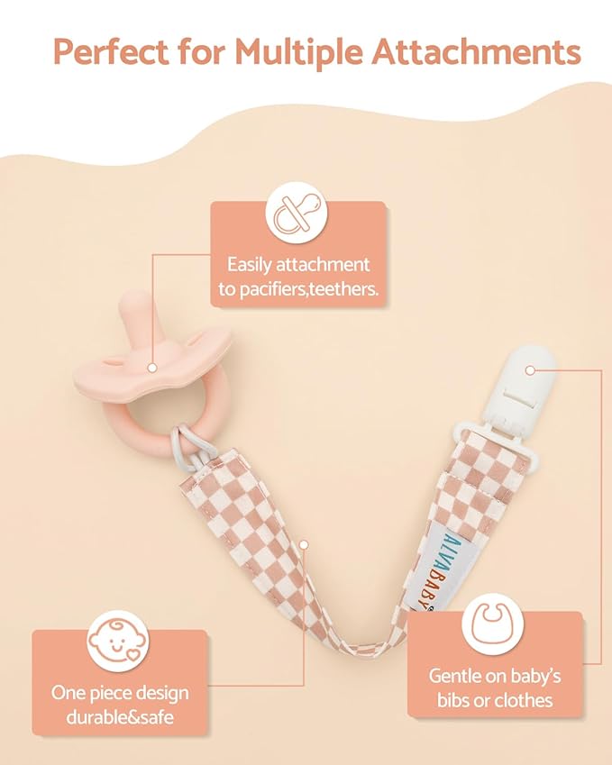 ALVABABY Pacifier Clips 8 Pack Pacifier Binky Paci Holder Leashes for Baby Teethers 8DP17A