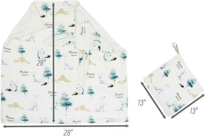 Baby Hooded Towel Set：28"x28" Inch Bamboo Viscose & Cotton Muslin,Ultra Soft Bunny Ear Hood with Cat,Squirrel and Dog Print - Absorbent Bath/Swim Towel for Newborn Toddler (Cat and Dog)