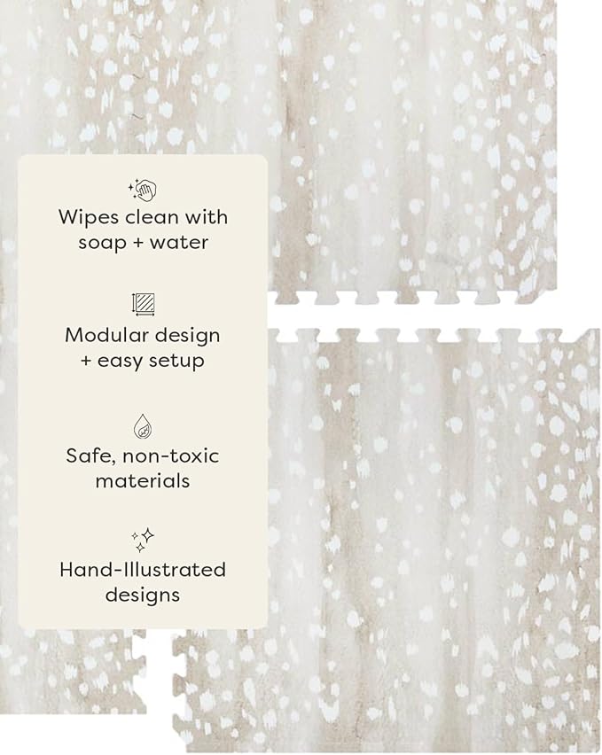 House of Noa Play Mat – 4'x8' Shea Fawn – Set of 8 Tiles – Cushioned EVA Foam Play Mat for Floor, Soft Interlocking Mats for Hard Floors