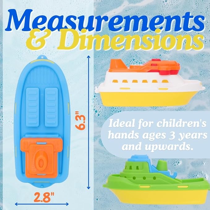 Toyland® Pack of 4 Floating Boats - Cargo Ship, Cruise Liner, Fishing Boat & Container Ship - Bathtub, Pool, and Water Play Toys for Kids 3 Years Plus