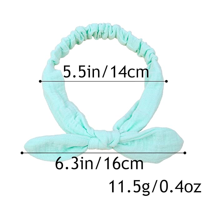 XIMA Baby Girl Headbands, Cotton Rabbit Ears Hairbands for Newbron Infants Toddlers, Removable Rabbit Ear Bows Baby Hair Accessories, Pastel colors Pack of 8