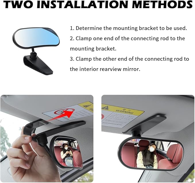 HD Car Mirror for Baby,360° Adjustable Rear View Mirrors Provides a Wide Field of Vision & Observation of the Rear Seat,Clip-on Convex Mirrors Baby Mirror for Car (Clip Style)