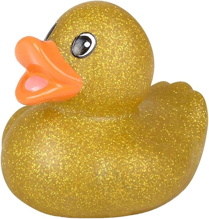 The Dreidel Company Glitter Rubber Duck Toy Assortment Duckies for Kids, Bath Birthday Gifts Baby Showers Summer Beach and Pool Activity, 2" (5-Pack)