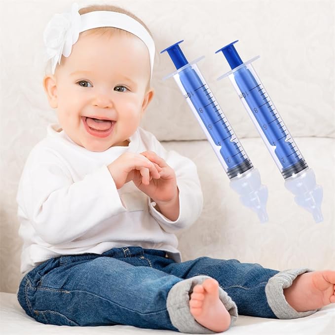 Nasal Irrigator for Baby Portable Infant Nose Cleaner Rinsing Device with Cleanable Reusable Silicone Nasal Suction Tips Nasal Hygiene 2Pcs
