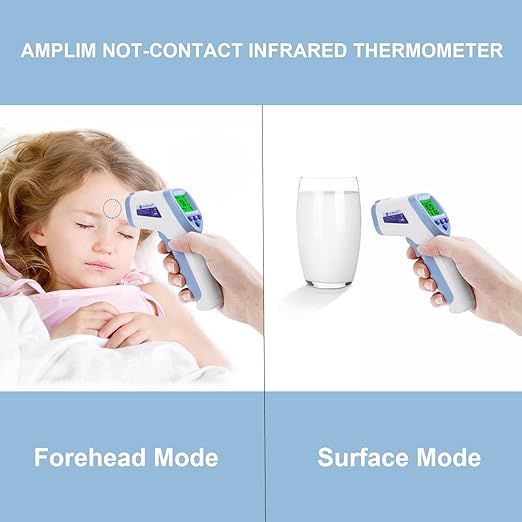 Amplim 2-Pack Hospital & Medical Grade Non Contact Digital Infrared Forehead Thermometer for Babies, Kids, and Adults.