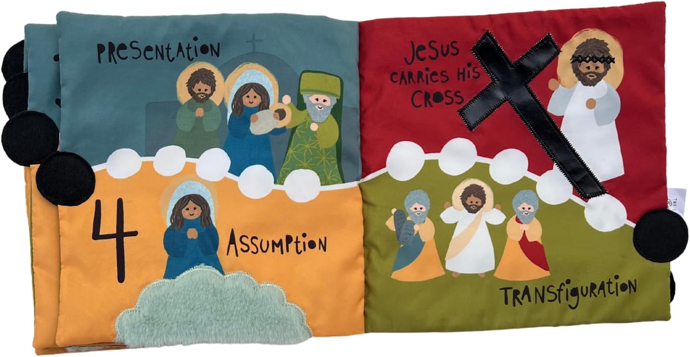 Rosary Quiet Book for Babies and Toddlers - Explore The Mysteries of The Rosary Through Play - Interactive Faith-Based Sensory Learning - Ideal for Family Prayer and Baptism Gifts