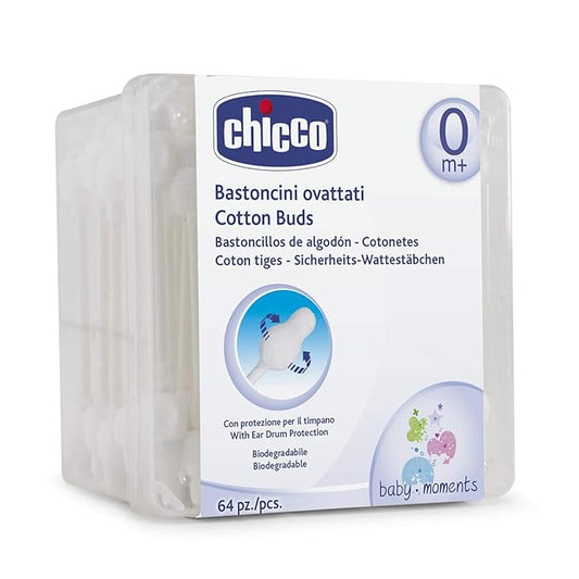 Chicco 100% Cotton Ear Buds with Safe Tip Applicator, 63 Count