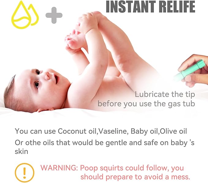 Gas and Colic Reliever for Babies, Effective Instant Constipation Relief for Babies, Natural Solution for Baby Colic and Gas Relief (20 Count, Square Green)
