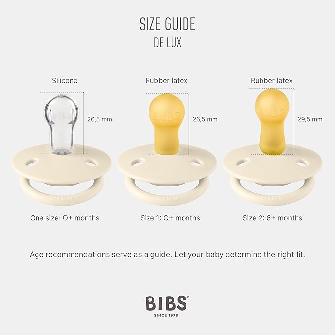 BIBS Pacifiers - De Lux Collection | BPA-Free Baby Pacifier | Made in Denmark | Set of 2 Cloud/Black Color Premium Soothers | Size 0-6 Months