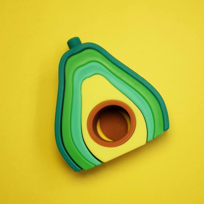 Nuby Soft Silicone Stackable Avocado Interactive Toy - 5-Piece Toddler Stacking Toy for Early Development - 12+ Months