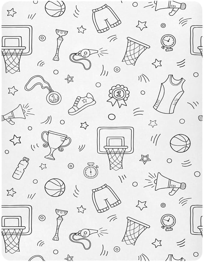 Fitted Crib Sheets Basketball Sport Stretchy Portable Playard Sheets for Baby Toddler, Breathable Soft Mini Crib Mattress 52 x 28 in for Boys and Girls