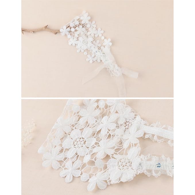 Baby Girls Flower Headbands Cute Kids Christening Headband Soft Lace Hairbands Floral Crown Newborn Infant Toddlers Hair Accessories for Birthday Party Photography(Beige Flowers)