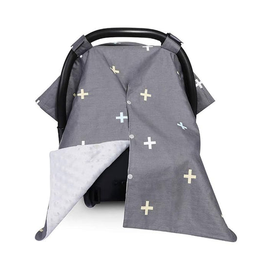 Carseat Canopy Cover Nursing Cover Breathable Baby Car Cotton Canopy | Infant Car Seat Canopy Nursing Scarf Carseat Cover Boy Girl Baby Shower Gift for Breastfeeding Moms Grey