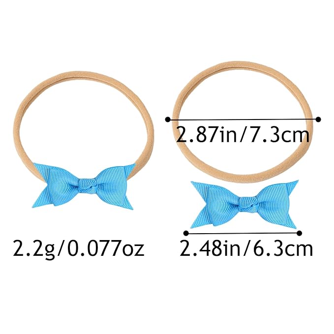 XIMA Baby Girls Hair Bows Headbands,Multi-Color Knot Grosgrain Ribbon Bows with Nylon Elastic Bands Hair Accessories for Newborn Infants Pack of 30