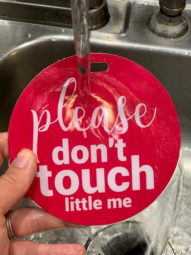 Three Little Tots Two Pack - Pink Please Don't Touch Baby Car Seat and Stroller Signs - CPSIA Safety Tested