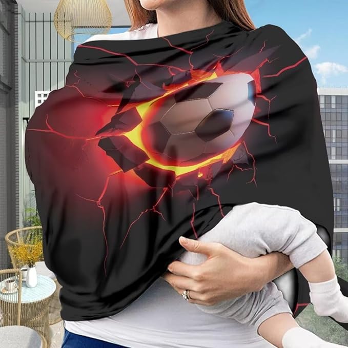 Coldinair Cool Soccer 4 in 1 Multipurpose Nursing Cover,Car Seat Canopy for Babies Boys Girls,Soft Stretchy Baby Car Seat Cover,Lightweight and Comfortable