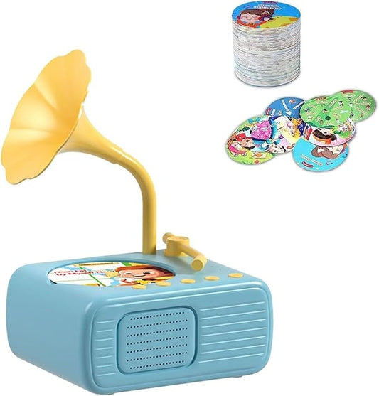 2026 New Kids Phonograph with 99 Cards – Toddler Record Player, Kids Storytelling Machine, Music Player for 3+ Years Old, Educational Phonograph for Boys and Girls (Blue)