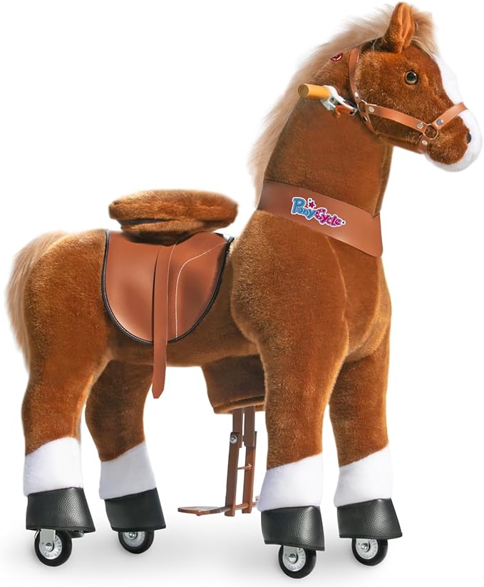 PonyCycle Large Pony Cycle U5 Horse Ride on Toys for Boys Classic Model U (with Brake/ 42.5" Height/Size 5 for Age 7-12) Mechanical Riding Pony Gifts Brown Ux524