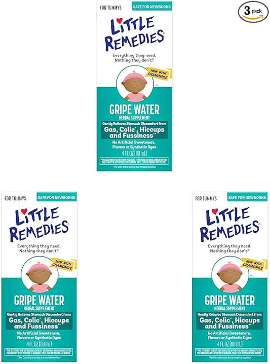 Little Remedies Gripe Water-No Alcohol, Sodium Bicarbonate, Artificial Color & Gluten Free-Safe for Newborns, 4 Fl. Oz (Pack of 3)