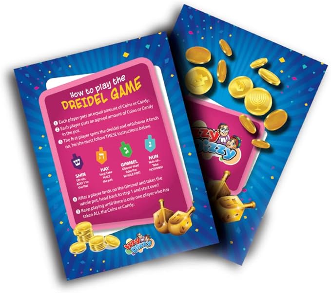 Izzy 'n' Dizzy Hanukkah Metallic Gold and Silver Dreidel (Pack of 10) - Medium
