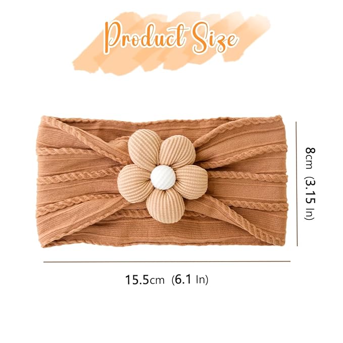 Ulico Custom Baby Girls Headband,Personalized Girls Headband with Name,Girls Embroidered Headbands,Newborn Headbands with Flower（2 Pack）