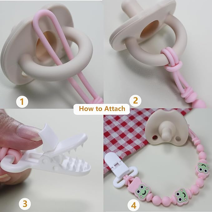 Pacifier Clips 2 Pack, Silicone Baby Pacifier Clips with One Piece Design, Frog Character, BPA Free - CPSIA Certified, Soft Flexible Paci Clip Holder