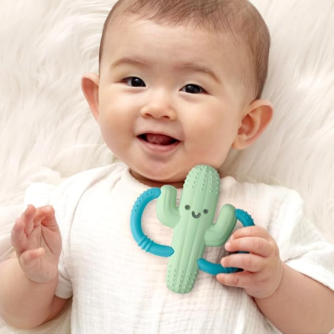 Itzy Ritzy Cactus-Shaped Baby Teether with Handles – Silicone Teether for Babies with Easy-Grab Handles and Textured, Teethable Surfaces - Baby Teething Toy for 3 Months & Up (Cactus)
