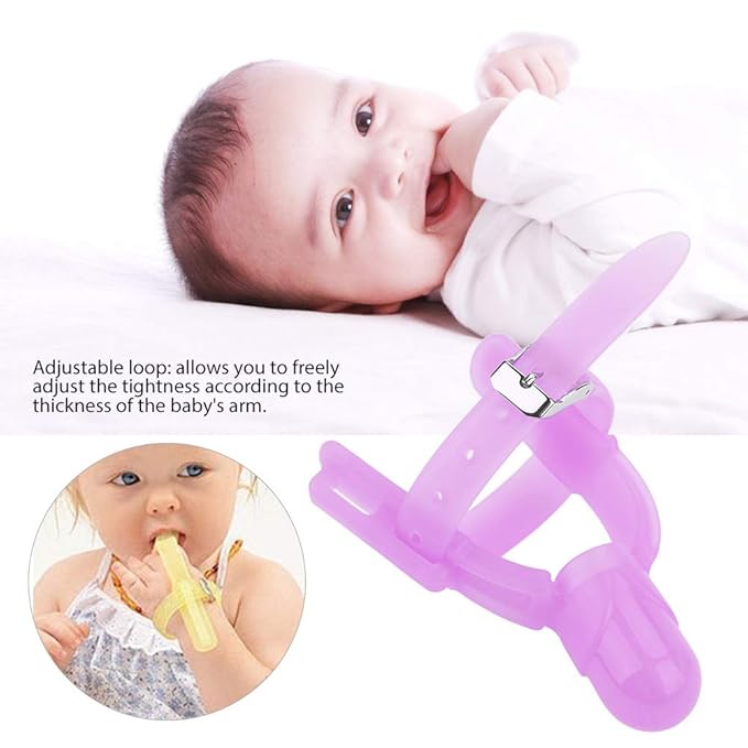 Thumb Sucking Finger Protector, Adjustable Biting Teether Soft Silicone Finger Guard Thumb Protector for Babies 3 Months and Above(Purple)