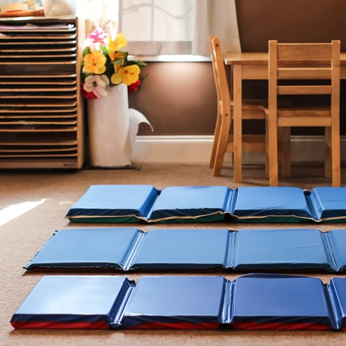 KinderMat Heavy-Duty Nap Mat, Blue/Teal Vinyl Kids mat (2 inch)