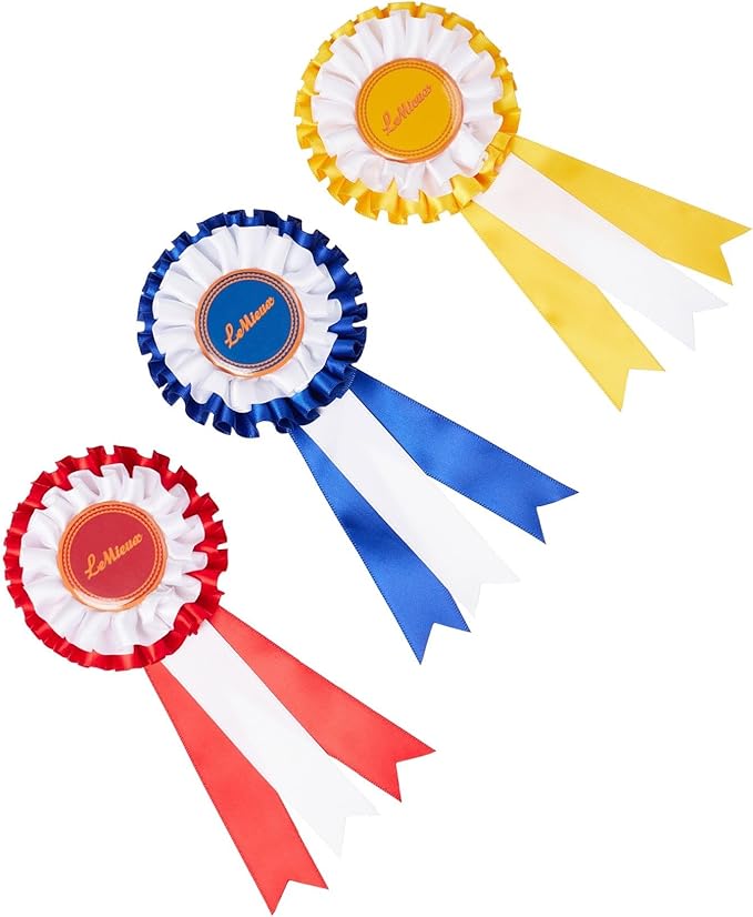 LeMieux Hobby Horse Rosette Pack - Set of Three Satin Winner Rosettes - Congratulate Your Hobby Horse - Suitable for Ages 3+