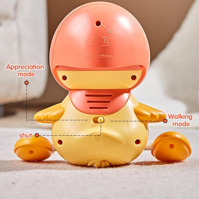 Baby Music Toy Duck Baby Belly Time Toys 12 Months Newborn Development Crawling Toy Glowing Walking Singing Toys 3-4 Years Old Boys and Girls Gifts (Yellow)
