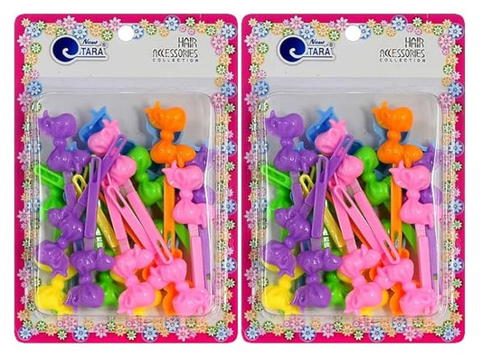 Classics Self Hinge Hair Barrettes for Girls Plastic Hair Barrettes for Baby bow Girl Barrettes 80s 90s Bow Cartoon Design Hair Pins for Baby Girls Toddlers total 40 count (PASTEL MIX)