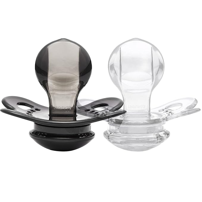 LittleForBig Bigshield Generation-3 Big Sized Pacifier Candy Gloss 2 Paci Pack - Black and Crystal