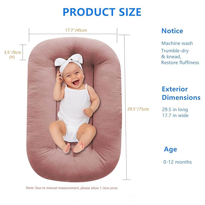 Baby Lounger for Infants Babies 0-15 Months, Bionic Organic Lounger for Baby, Soft Cotton Breathable Infant Floor Seats & Loungers for Newborn Baby Shower Gifts (Light Green Baby Lounger)
