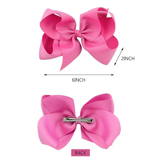 20PCS Big 6 Inch Hair Bows for Girls Grosgrain Ribbon Toddler Hair Accessories with Alligator Clips for Toddlers Baby Girls Kids Teens