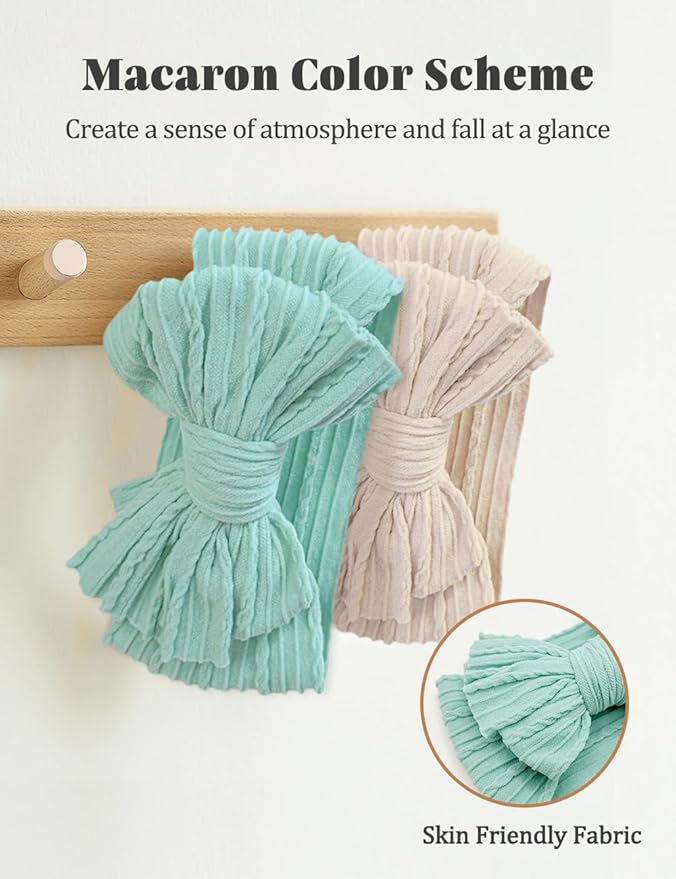 6 Pack Nylon Headbands with Stretchy Infant Bows, Pink Head Wraps for Newborns and Toddlers (03H-10)