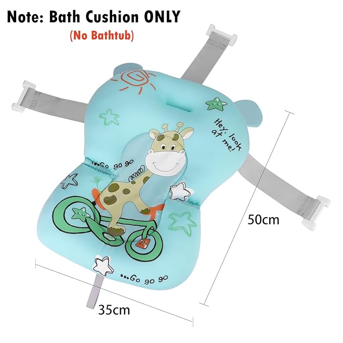 Baby Bath Cushion Cartoon Newborn Bathtub Mat Non-Slip Baby Bath Pad Quick Dry Baby Bathtub Pillow Seat Mat Floating Baby Bath Seat Cushion Adjustable Baby Bath Support Cushion for Baby 0-12 Months