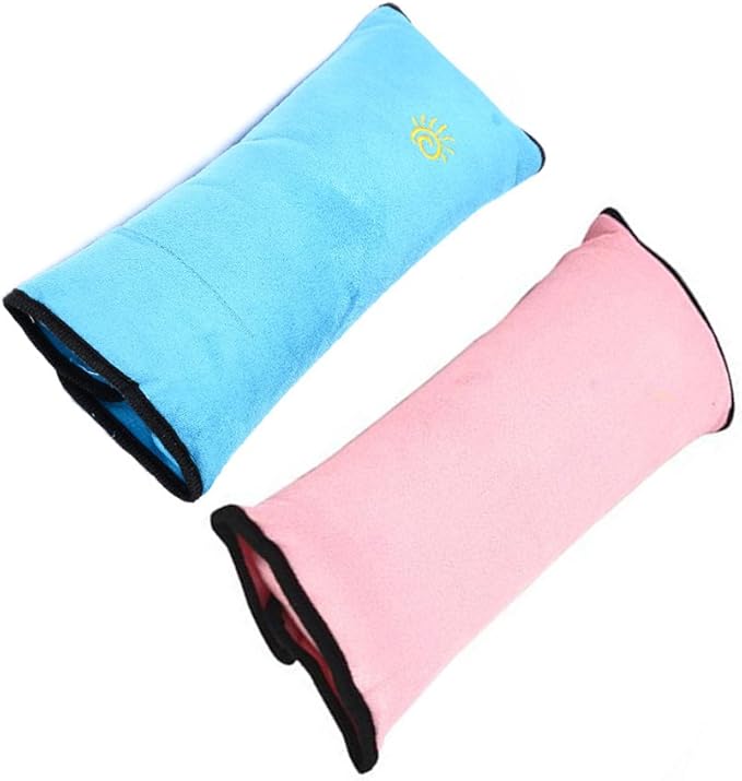 Kids Seatbelt Pillow 2 Packs, Universal Car Seat Belt Pillow Seatbelt Protector Soft Cushion Shoulder Covers Pad Headrest Neck Support Kids for Children and Adult (Pink+Blue)