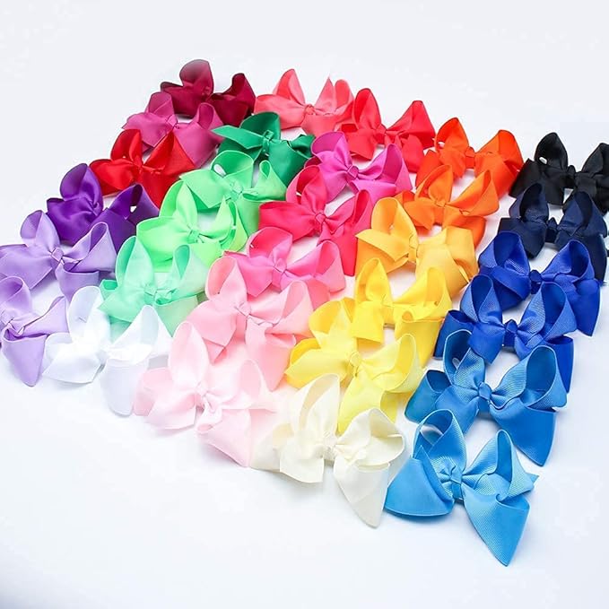 Oaoleer Hair Bows, 30 Colors 4 Inch Grosgrain Ribbon Bows Alligator Clips Hair Barrettes Hair Accessories for Girls Toddler Infants Kids Teens Children