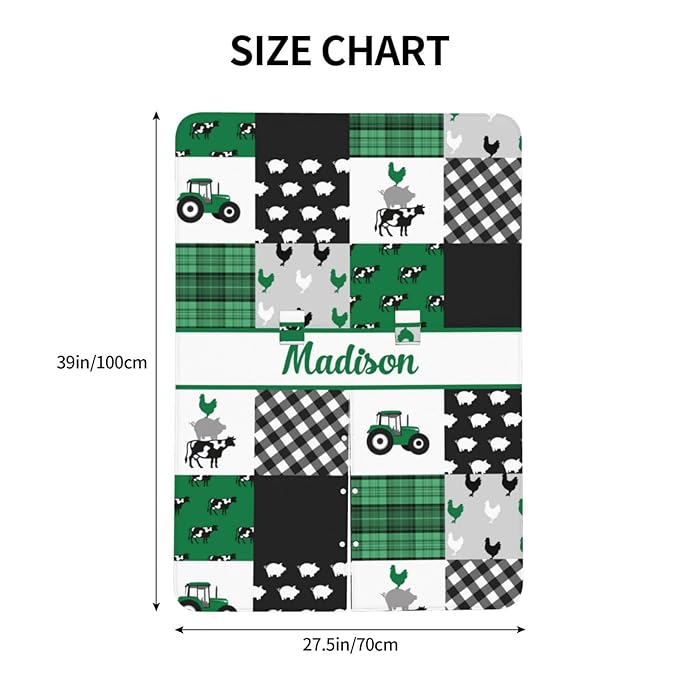 Personalized Baby Car Seat Canopy for Babies with Name, Custom Farm Theme Green Car Seat Covers for Boys Girls, Opening Minky Nursing Breastfeeding Stroller Cover Carseat Canopies for Infant Newborn