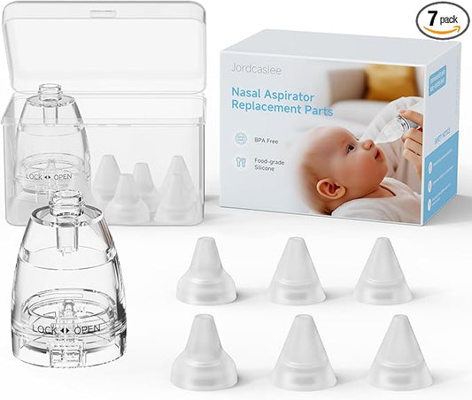 Nasal Aspirator Replacement Parts Compatible with GROWNSY, Watolt, X-Bosak Electric Nose Sucker for Baby & Toddlers, 6 Soft Silicone Tips with Suction Chamber & Storage Case