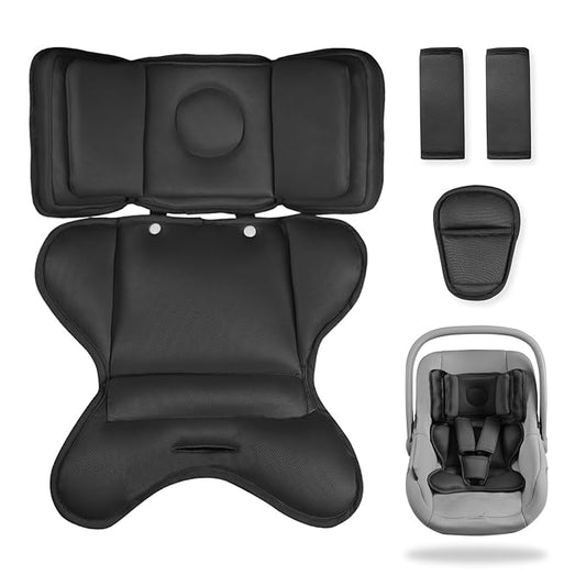 Infant Car Seat Insert with 2 Headrest for Doona|Graco, Thickened Baby Car Seat Head Support for Newborn, Reveable Baby Car Seat Cushion for Side Impact Protection, Black