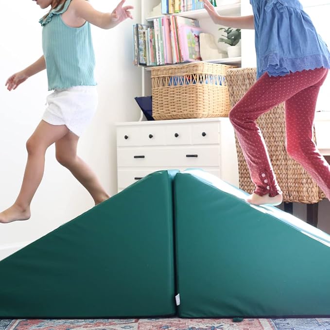 Foamnasium Mega Wedge Set, Indoor Foam Playset, 2 Piece Soft Toddler and Active Kids Play Foam Climber for Crawling, Climbing, Sliding and Jumping, Made in The US, Enhanced Slate