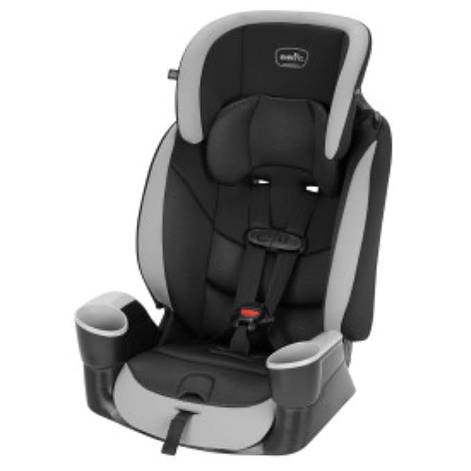 Evenflo High-Back Booster Car Seat with Harness, 22 to 110lbs, Maestro Sport, Granite Gray
