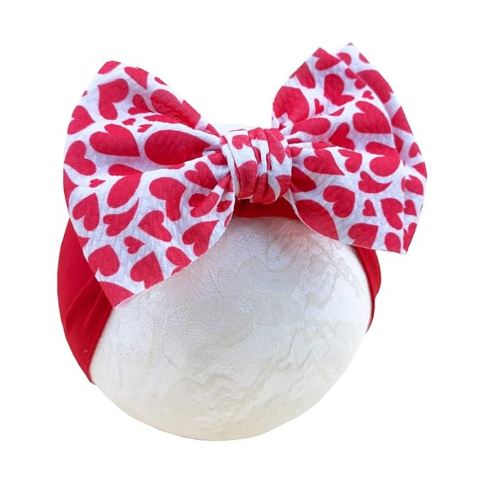 Baby Nylon Headbands Valentine's Day Baby Bows Stretchy Red Headbands for Newborns Infant Cute Hair Accessories (Y13, FZ)