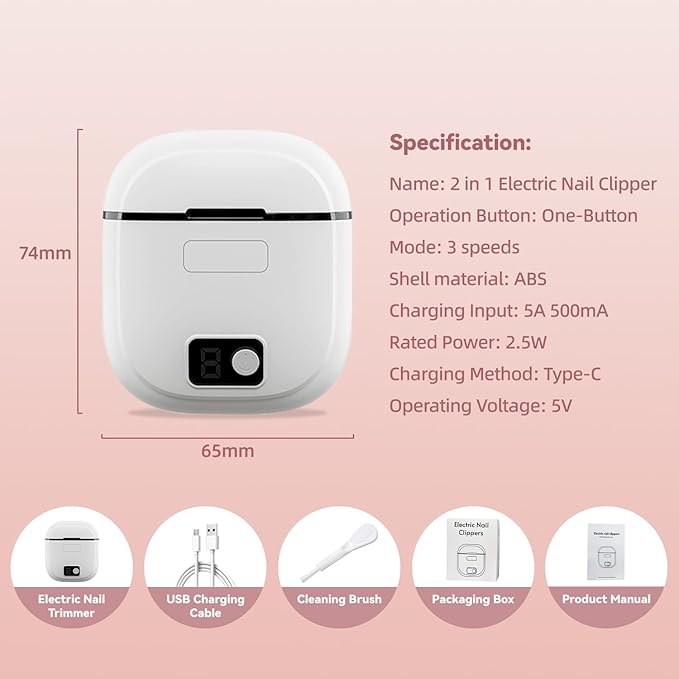 Electric Nail Clippers for Seniors & Adults, 2026 Upgrade 3-Speed Automatic Toenail Trimmer with LED Light and Nail Dust Collector, Portable Rechargeable Nail Cutter for Thick Nails, Babies, and Kids