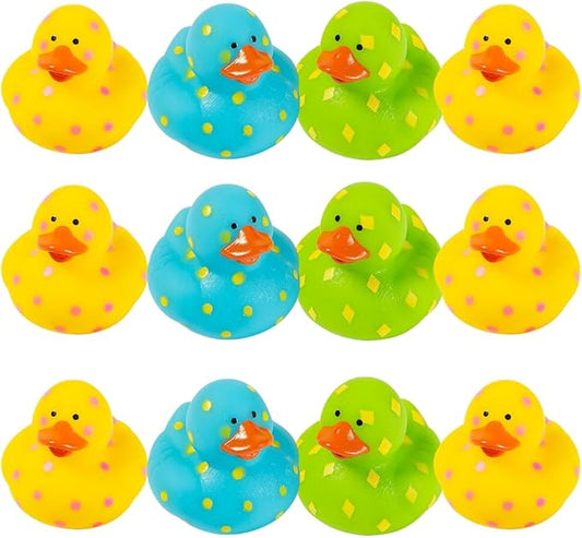 Fun Express Bright Pattern Rubber Duckies - Toys - 12 Pieces